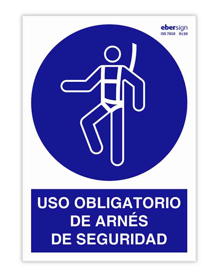 Uso obligatorio de arnés de seguridad señal conforme a ISO 7010